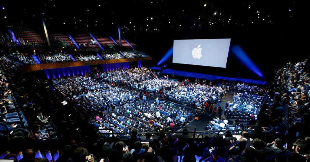 Audience at an Apple product launch event